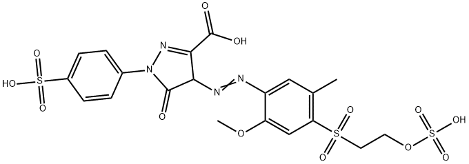 4,5-dihydro-4-[[2-methoxy-5-methyl-4-[[2-(sulphooxy)ethyl]sulphonyl]phenyl]azo]-5-oxo-1-(4-sulphophenyl)-1H-pyrazole-3-carboxylic acid Struktur