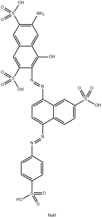 tetrasodium 6-amino-4-hydroxy-3-[[7-sulphonato-4-[(4-sulphonatophenyl)azo]-1-naphthyl]azo]naphthalene-2,7-disulphonate Struktur