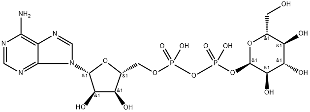 [[(2R,3S,4R,5R)-5-(6-aminopurin-9-yl)-3,4-dihydroxy-oxolan-2-yl]methoxy-hydroxy-phosphoryl]oxy-[(2R,3R,4S,5S,6R)-3,4,5-trihydroxy-6-(hydroxymethyl)oxan-2-yl]oxy-phosphinic acid Struktur