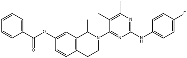 7-Isoquinolinol,  2-[2-[(4-fluorophenyl)amino]-5,6-dimethyl-4-pyrimidinyl]-1,2,3,4-tetrahydro-1-methyl-,  benzoate  (ester)  (9CI) Struktur