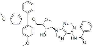 N-(9-((3R,4S,5R)-5-((BIS(4-METHOXYPHENYL)(PHENYL)METHOXY)METHYL)-4-HYDROXYTETRAHYDROFURAN-3-YL)-9H-PURIN-6-YL)BENZAMIDE Struktur