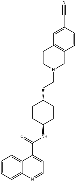 N-[trans-4-[2-(6-Cyano-3,4-dihydro-2(1H)-isoquinolinyl)ethyl]cyclohexyl]-4-quinolinecarboxamide Struktur