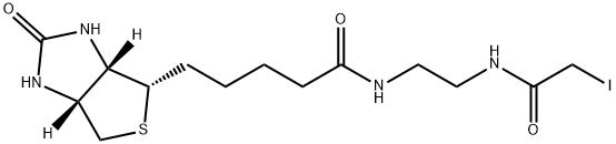 1H-Thieno[3,4-d]iMidazole-4-pentanaMide, hexahydro-N-[2-[(iodoacetyl)aMino]ethyl]-2-oxo-, (3aS,4S,6aR)- Struktur