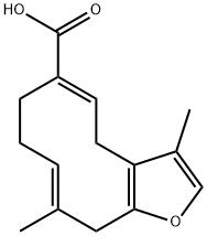 (5E,9E)-4,7,8,11-Tetrahydro-3,10-dimethylcyclodeca[b]furan-6-carboxylic acid Struktur