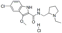 5-chloro-N-[(1-ethyl-2-pyrrolidinyl)methyl]-3-methoxy-1H-indole-2-carboxamide hydrochloride Struktur