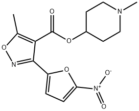 5-Methyl-3-(5-nitro-2-furyl)-4-isoxazolecarboxylic acid 1-methyl-4-piperidyl ester Struktur