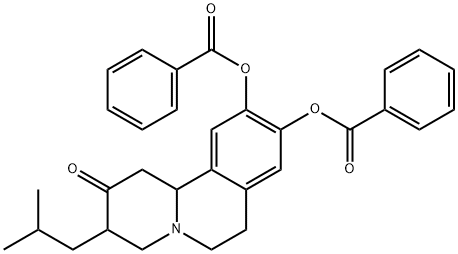 2H-Benzo[a]quinolizin-2-one,  1,3,4,6,7,11b-hexahydro-9,10-dihydroxy-3-isobutyl-,  dibenzoate  (ester)  (8CI) Struktur