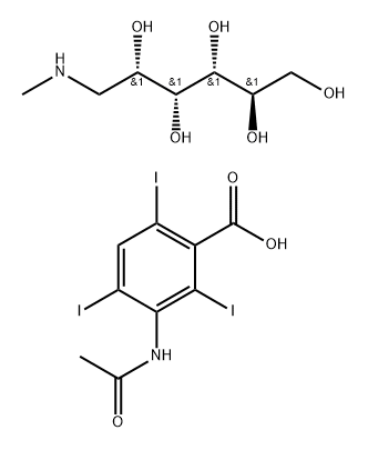 3-acetamido-2,4,6-triiodo-benzoate Struktur