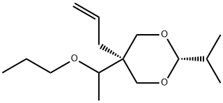 5α-Allyl-2β-isopropyl-5β-(1-propoxyethyl)-1,3-dioxane Struktur