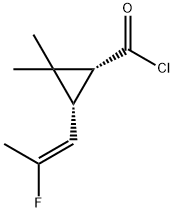 Cyclopropanecarbonyl chloride, 3-[(1E)-2-fluoro-1-propenyl]-2,2-dimethyl-, (1R,3S)- (9CI) Struktur