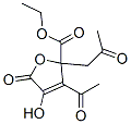 ethyl 3-acetyl-2,5-dihydro-4-hydroxy-5-oxo-2-(2-oxopropyl)-2-furoate  Struktur