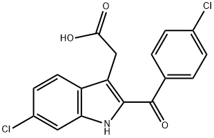 6-CHLORO-2-(4-CHLOROBENZOYL)INDOL-3-ACETIC ACID Struktur