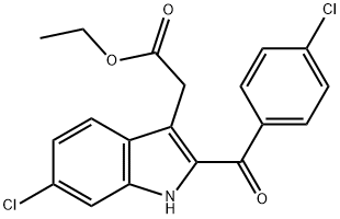 ETHYL 6-CHLORO-2-(4-CHLOROBENZOYL)INDOL-3-ACETIC ACID Struktur