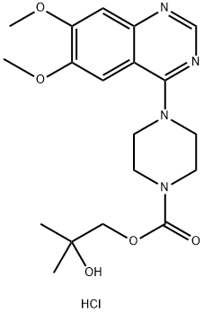 (2-hydroxy-2-methyl-propyl) 4-(6,7-dimethoxyquinazolin-4-yl)piperazine-1-carboxylate hydrochloride Struktur