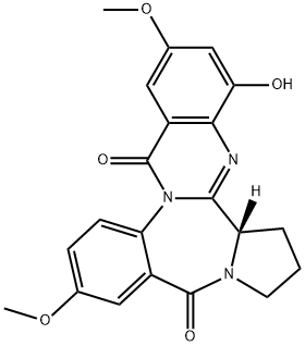 10H,16H-Pyrrolo[2,1-c]quinazolino[3,2-a][1,4]benzodiazepine-10,16-dione,  5b,6,7,8-tetrahydro-4-hydroxy-2,12-dimethoxy-,  (5bS)-  (9CI) Struktur