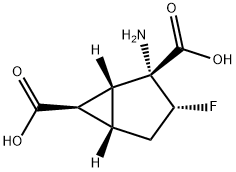 Bicyclo[3.1.0]hexane-2,6-dicarboxylic acid, 2-amino-3-fluoro-, (1R,2R,3R,5S,6R)- (9CI) Struktur