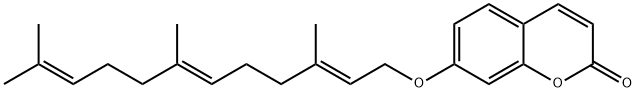 7-[[(2E,6E)-3,7,11-Trimethyl-2,6,10-dodecatrienyl]oxy]-2H-1-benzopyran-2-one Struktur