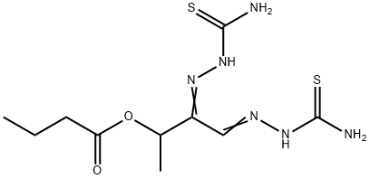 3,4-bis(carbamothioylhydrazinylidene)butan-2-yl butanoate Struktur