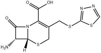 (6R-trans)-7-amino-8-oxo-3-[(1,3,4-thiadiazol-2-ylthio)methyl]-5-thia-1-azabicyclo[4.2.0]oct-2-ene-2-carboxylic acid Struktur