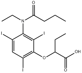 2-[3-(N-Ethylbutyrylamino)-2,4,6-triiodophenoxy]butyric acid Struktur