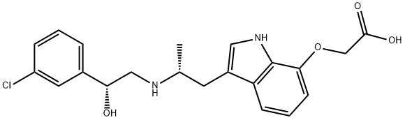 2-[[3-[(2R)-2-[[(2R)-2-(3-chlorophenyl)-2-hydroxy-ethyl]amino]propyl]- 1H-indol-7-yl]oxy]acetic acid Struktur