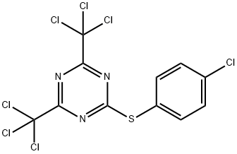 2-[(4-Chlorophenyl)thio]-4,6-bis(trichloromethyl)-1,3,5-triazine Struktur