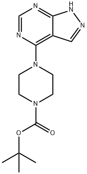 4-(1H-Pyrazolo[3,4-d]pyrimidin-4-yl)-piperazine-1-carboxylic acid tert-butyl ester Struktur