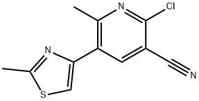 2-CHLORO-6-METHYL-5-(2-METHYL-1,3-THIAZOL-4-YL)NICOTINONITRILE Struktur