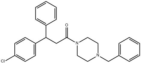 1-(4-Benzyl-1-piperazinyl)-3-(p-chlorophenyl)-3-phenyl-1-propanone Struktur