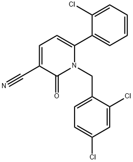 6-(2-chlorophenyl)-1-(2,4-dichlorobenzyl)-2-oxo-1,2-dihydro-3-pyridinecarbonitrile Struktur