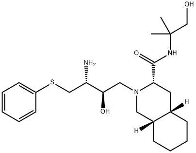 (3S,4aS,8aS)-2-[(2R,3R)-3-[(3-Amino-2-hydroxy-4-phenythiobutyl]-decahydro-N-(2-hydroxy-1,1-dimethylethyl)-3-isoquinolinecarboxamide Struktur