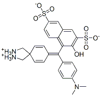 hydrogen [4-[[4-(dimethylamino)phenyl](2-hydroxy-3,6-disulphonato-1-naphthyl)methylene]cyclohexa-2,5-dien-1-ylidene]dimethylammonium Struktur