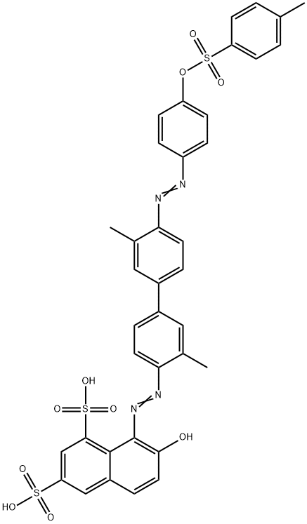 8-[[3,3'-dimethyl-4'-[[4-[[(p-tolyl)sulphonyl]oxy]phenyl]azo][1,1'-biphenyl]-4-yl]azo]-7-hydroxynaphthalene-1,3-disulphonic acid Struktur