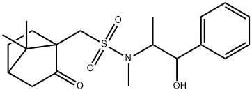 N-(2-hydroxy-1-methyl-2-phenylethyl)-N,7,7-trimethyl-2-oxobicyclo[2.2.1]heptane-1-methanesulphonamide Struktur