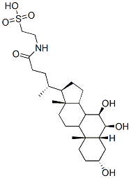 2-[[(4R)-4-[(3R,5R,6S,7R,10R,13R,17R)-3,6,7-trihydroxy-10,13-dimethyl-2,3,4,5,6,7,8,9,11,12,14,15,16,17-tetradecahydro-1H-cyclopenta[a]phenanthren-17-yl]pentanoyl]amino]ethanesulfonic acid Struktur