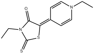 3-ethyl-5-(1-ethyl-(1H)-pyridin-4-ylidene)-2-thioxothiazolidin-4-one  Struktur