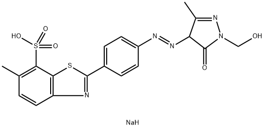 2-[4-[[[1-(Hydroxymethyl)-4,5-dihydro-3-methyl-5-oxo-1H-pyrazol]-4-yl]azo]phenyl]-6-methyl-7-benzothiazolesulfonic acid sodium salt Struktur