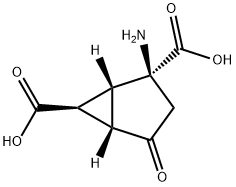 Bicyclo[3.1.0]hexane-2,6-dicarboxylic acid, 2-amino-4-oxo-, (1R,2S,5S,6S)- Struktur