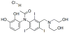 N-[3-[(bis(2-hydroxyethyl)amino)methyl]-2,4,6-triiodo-phenyl]-N-(2,3-d ihydroxyphenyl)acetamide hydrochloride Struktur