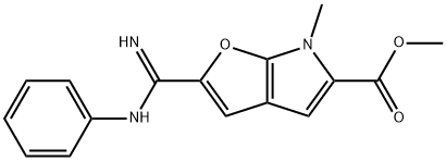 6H-Furo[2,3-b]pyrrole-5-carboxylic  acid,  2-[imino(phenylamino)methyl]-6-methyl-,  methyl  ester Struktur