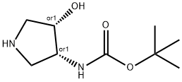 Carbamic acid, [(3R,4S)-4-hydroxy-3-pyrrolidinyl]-, 1,1-dimethylethyl ester, rel- Struktur