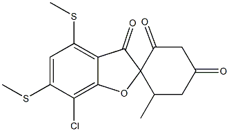 7-Chloro-6'-methyl-4,6-bis(methylthio)spiro[benzofuran-2(3H),1'-cyclohexane]-2',3,4'-trione Struktur