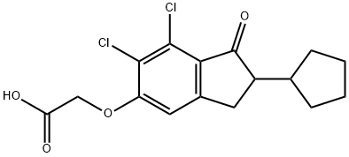 [(6,7-Dichloro-2-cyclopentyl-2,3-dihydro-1-oxo-1H-inden-5-yl)oxy]acetic acid Struktur