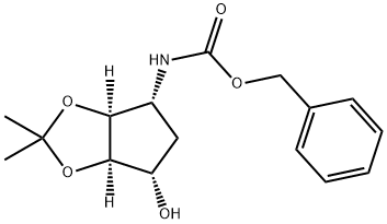 N-[(3AS,4R,6S,6AR)-四氫-6-羥基-2,2-二甲基-4H-環(huán)戊烯并-1,3-二氧戊環(huán)-4-基]氨基甲酸芐酯 結(jié)構(gòu)式