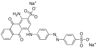 disodium 1-amino-9,10-dihydro-9,10-dioxo-4-[4-[(4-sulphonatophenyl)azo]anilino]anthracene-2-sulphonate Struktur