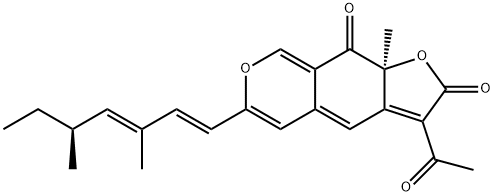 (S)-3-Acetyl-6-[(S,1E,3E)-3,5-dimethyl-1,3-heptadienyl]-9a-methyl-2H-furo[3,2-g][2]benzopyran-2,9(9aH)-dione Struktur