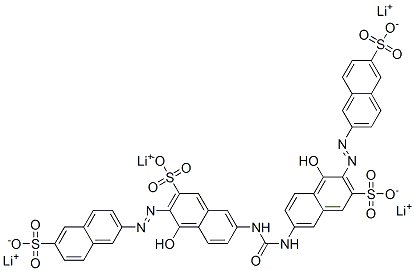 tetralithium 7,7'-(carbonyldiimino)bis[4-hydroxy-3-[(6-sulphonato-2-naphthyl)azo]naphthalene-2-sulphonate] Struktur