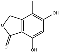 4-Methyl-5,7-dihydroxyisobenzofuran-1(3H)-one Struktur