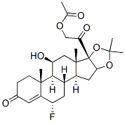 酢酸6α-フルオロ-11β-ヒドロキシ-16α,17-[(1-メチルエチリデン)ビスオキシ]-3,20-ジオキソプレグナ-4-エン-21-イル 化學構造式