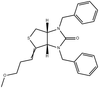 (3aS-cis)-1,3-dibenzyltetrahydro-4-(3-methoxypropylidene)-1H-thieno[3,4-d]imidazol-2(3H)-one Struktur